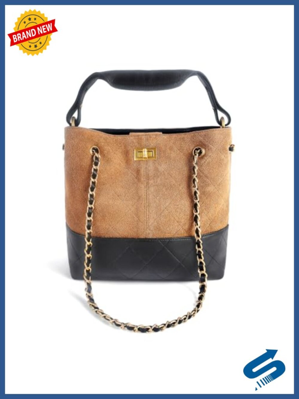 Retro Suede & Quilted Leather Hobo Bag with Sheepskin Strap Cushion